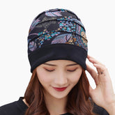 Women's Floral Cotton Beanie: Casual, Breathable, Warm Turban for Outdoor Fashion